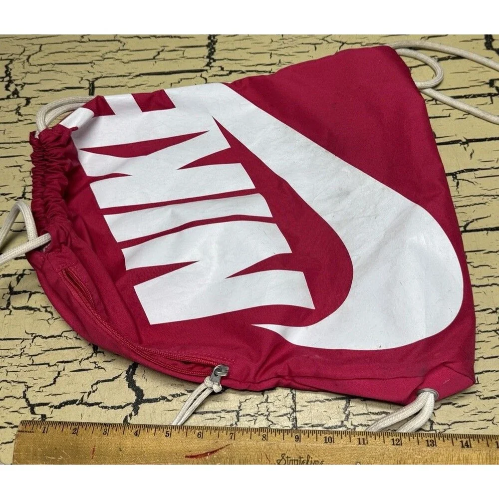 Nike Graphic Drawstring Sports Gym Bag Drawstring Backpack Pink Red